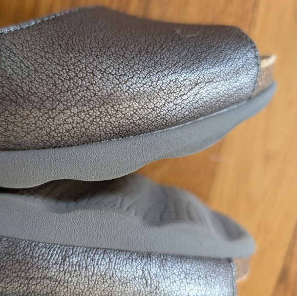 Dansko Marcy Metallic Gray Peep-Toe Sandals - Picture 7 of 9